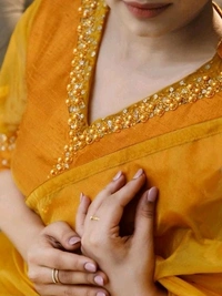 Moga Silk  Thin Organza Saree, Fully Stitched Embellished Blouse With Beautiful Work, Saree Length:5.5M, Blouse Length:80 CM, COD Available