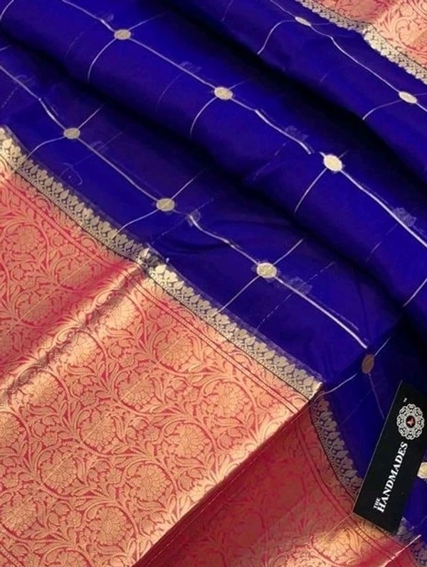 Organza Zari Checks Work With Zari Border,Running Blouse, Saree Length:5.5M,  Blouse Length:80cm, COD Available