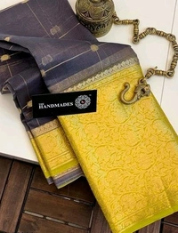 Organza Zari Checks Work With Zari Border,Running Blouse, Saree Length:5.5M,  Blouse Length:80cm, COD Available