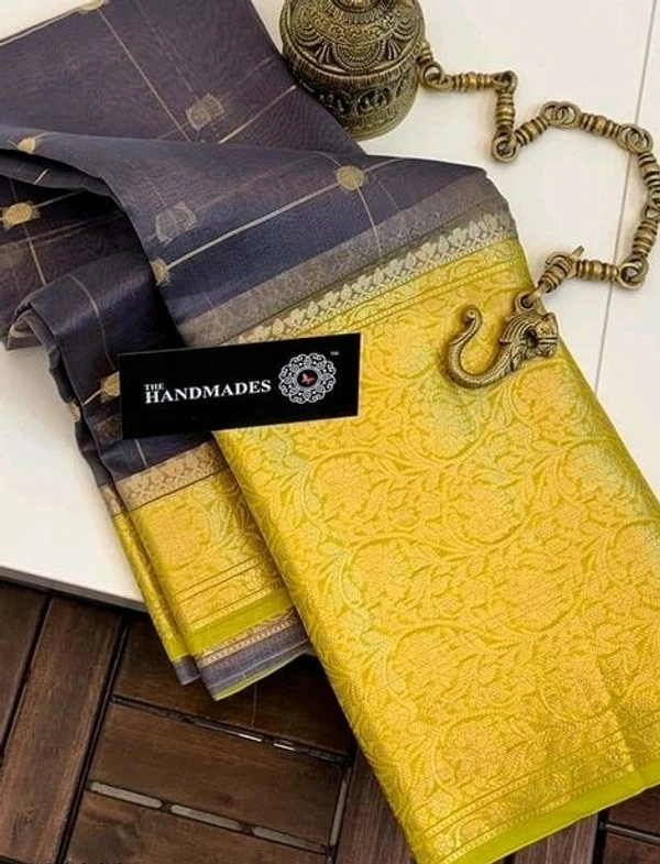 Organza Zari Checks Work With Zari Border,Running Blouse, Saree Length:5.5M,  Blouse Length:80cm, COD Available