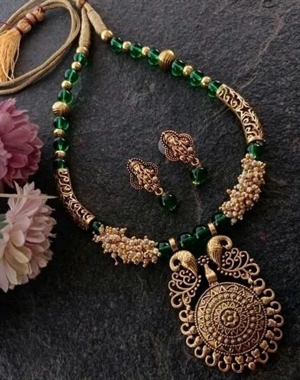 Gold Plated Small Necklace Made With Bras Metal, Beads & Pearl Used In Work,COD Available