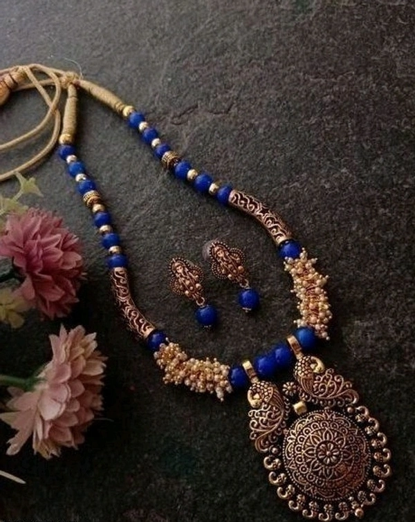 Gold Plated Small Necklace Made With Bras Metal, Beads & Pearl Used In Work,COD Available