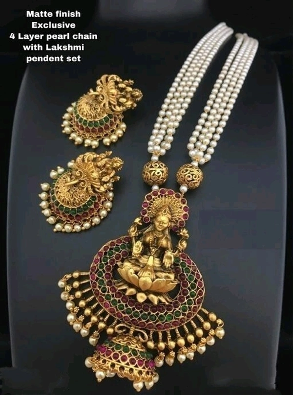 Gold Plated 3layers Long Chain Made With Bras Metal, Pears Use In Work,COD Available