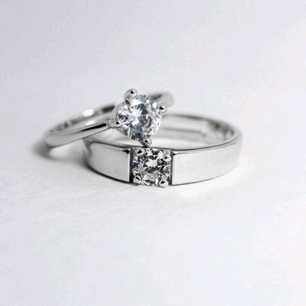 White Metal With  American Diamond Finger Rings Set Of Two, COD Available