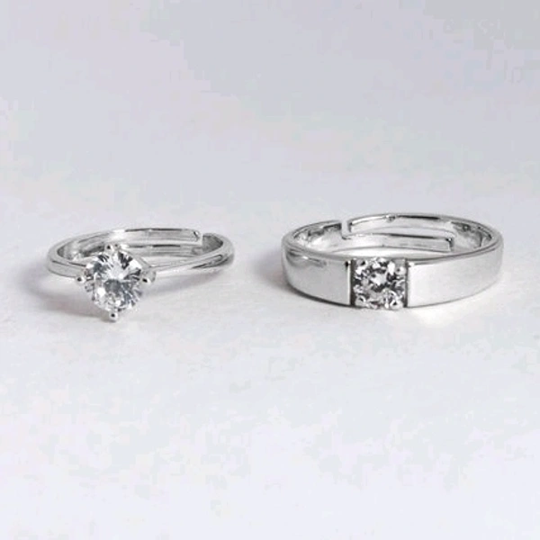 White Metal With  American Diamond Finger Rings Set Of Two, COD Available