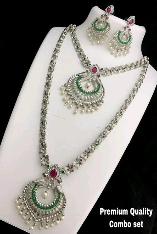 Beautiful Metal, Oxidised Silver Set, Cubic Zirconia/American Diamond, COD Available