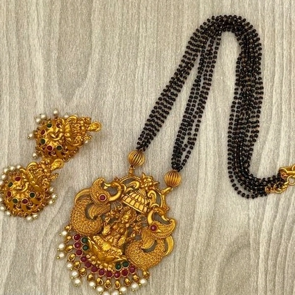 Black Beads Thali Chain Set Gold Plated Matte Finish Long Chain COD Available