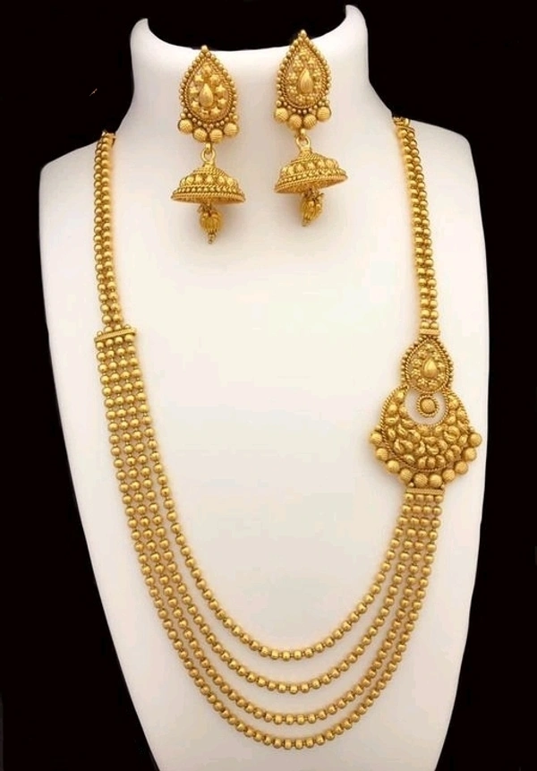Gold Plated Layers Long Chain With Side Locket