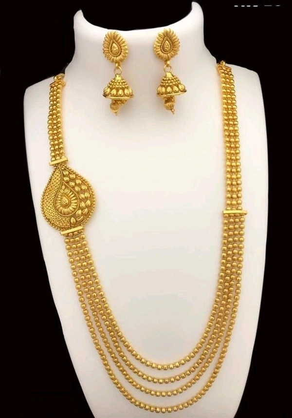 Gold Plated Layers Long Chain With Side Locket