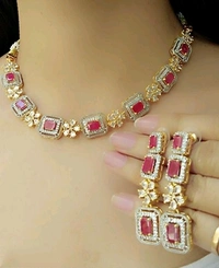 Gold Plated Fancy Necklace Set Artificial Beads And Stones Used In 