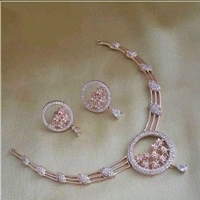 Rose gold,Gold Plated Fancy Necklace Set, Artificial Beads And Stones Used In 