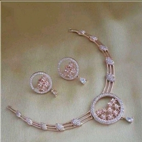 Rose gold,Gold Plated Fancy Necklace Set, Artificial Beads And Stones Used In 
