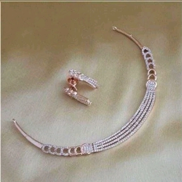 Rose gold,Gold Plated Fancy Necklace Set, Artificial Beads And Stones Used In 