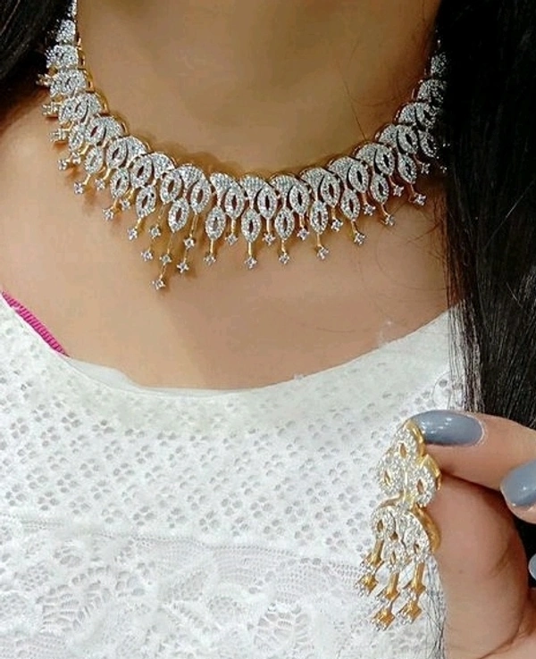 Rose gold,Gold Plated Fancy Necklace Set, Artificial Beads And Stones Used In 