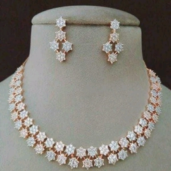 Rose gold Plated Fancy Necklace Set, Artificial  Stones Used In 