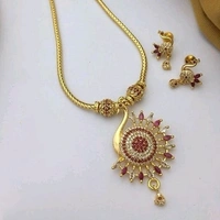 Micro plating Set,Copper Metal,American diamonds used in the locket and ear rings, pearls in hanging