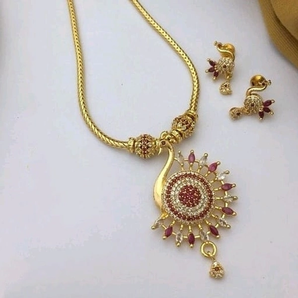 Micro plating Set,Copper Metal,American diamonds used in the locket and ear rings, pearls in hanging