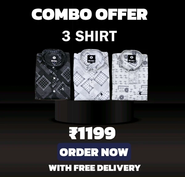 3 PRINT SHIRTS  COMBO OFFER SKIYEX - M