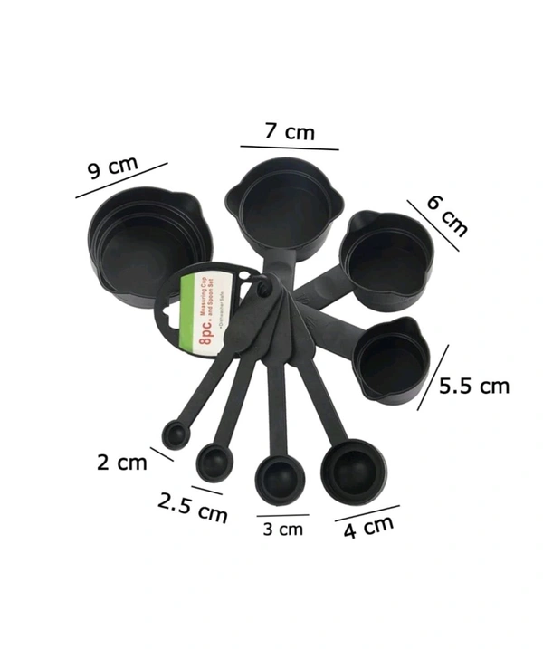 Measuring Cups and Spoons (8 Pcs, Black)