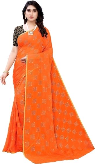 Vishal Prints Multi Digital Print Chiffon Saree With Foil Print And Ta