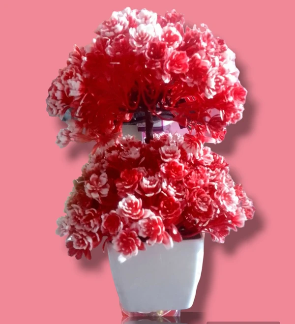 Shanol -Artificial Flower Pot For Home , Living Room ,Table Decor Green, Red Rose Artificial Flower