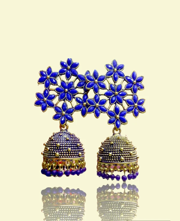 JEWELOPIA  PartyWear, Wedding Jhumka Blue Beauty Alloy Earing - Royal Blue, All, Earring