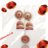 ANTICO Traditional Ethnic Antique Red Color Oxidised Jhumka For Women And Girls Alloy - Red Orange, Free, Earring