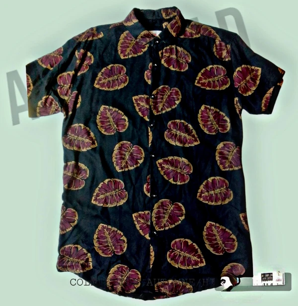 THE BEAR HOUSE Men Slim Fit Printed Cut Away Collar Casual Shirt - Dorado, L, Shirt