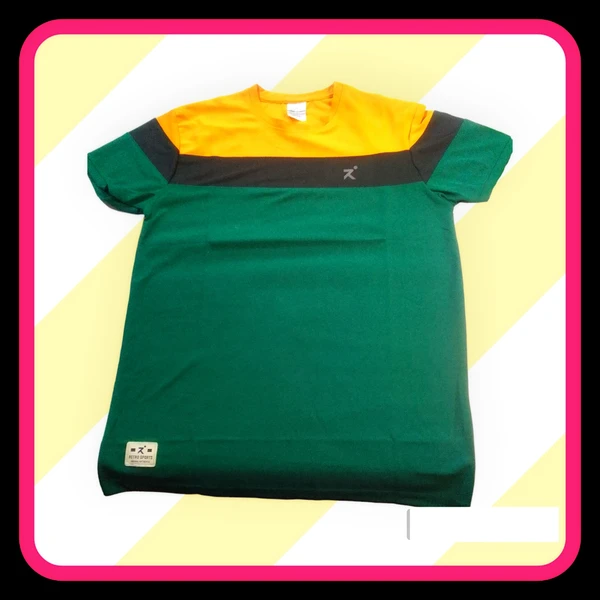 RETRO SPORTS Men Color Block Round Neck Pure Cotton Green ,Yellow T-shirt - Japanese Laurel, L, T -Shirt