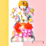 DIVINE GIFT Divine Gifts Ganesh Marble Idol | Marble Statue | Murti for Pooja Room | Idols Home Decor  (White & Pink, 7 Inch) - White, 7 Inch, Artificial Statue