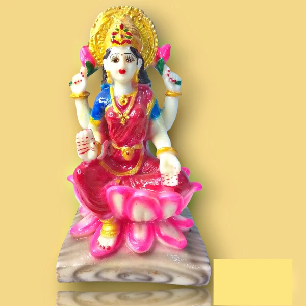 DIVINE GIFT Divine Gifts Laxmi Mata Marble Idol | Marble Statue | Murti for Pooja Room | Idols Home Decor (White & Golden) (White & Golden, 7 Inch) - Tickle Me Pink, 7 Inch, Artificial Statue