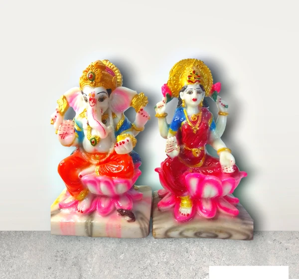 DIVINE GIFT Divine Gifts Laxmi Mata Marble Idol | Marble Statue | Murti for Pooja Room | Idols Home Decor (White & Golden) (White & Golden, 7 Inch) - Tickle Me Pink, 7 Inch, Artificial Statue