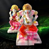 DIVINE GIFT Divine Gifts Ganesh Marble Idol | Marble Statue | Murti for Pooja Room | Idols Home Decor  (White & Pink, 7 Inch) - White, 7 Inch, Artificial Statue
