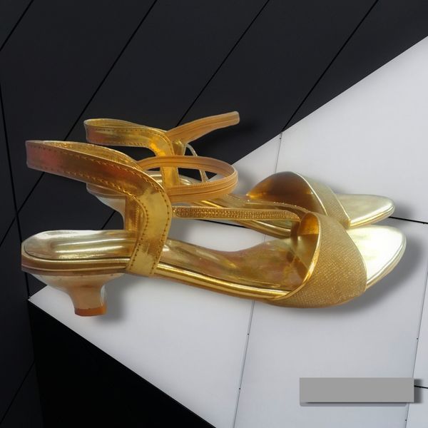MARC LOIRE New Brand Marc Loire Women's Shimmer Open Toe Comfortable Heel - Golden Tainoi, 7, Women's Heels
