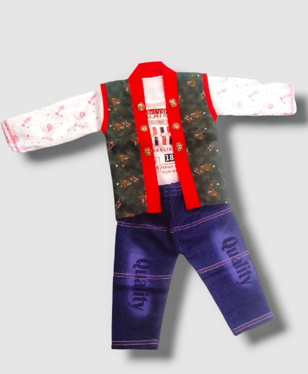 SKB Baby Kid's Baby Kid's Dress Full Sleeve Shirt And Jeans - Free, Kids Wear, Neptune