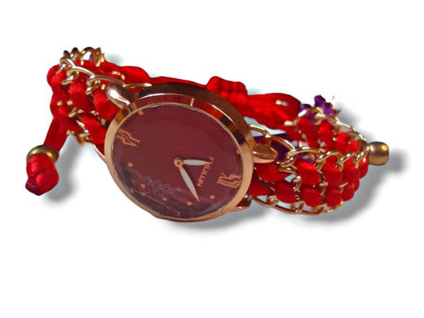 Quartz FHULUN CREATION Fashion Women's Beauty Watch Analog Red Fabric Strap Hand Watch - Red, Free, Girls Watch