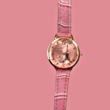 Quartz FHULUN CREATION Fashion Women's Beauty Watch Analog Pink Lather Hand Watch - Tickle Me Pink, Free, Girl's Watch
