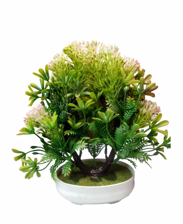 Shanol Green White  Artificial Flower Pot Home Decoration  - Flower Pot