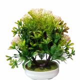 Shanol Green White  Artificial Flower Pot Home Decoration  - Flower Pot