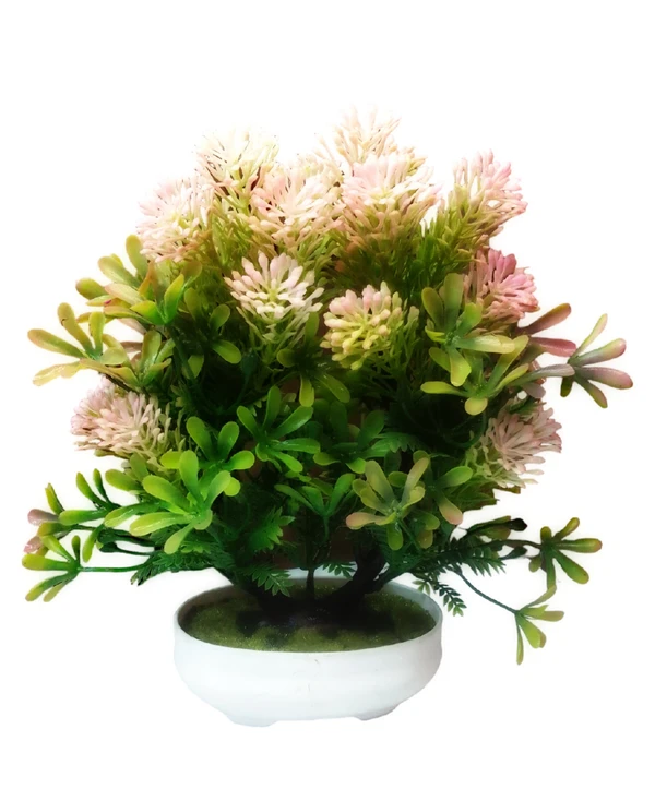 Shanol Green White  Artificial Flower Pot Home Decoration  - Flower Pot