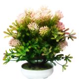 Shanol Green White  Artificial Flower Pot Home Decoration  - Flower Pot