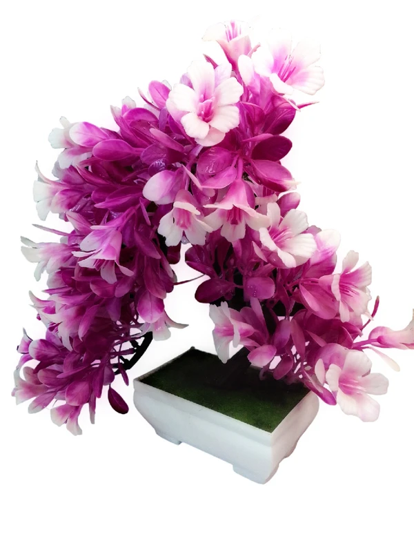 Shanol White & Purple Artificial Flower Pot Home Decoration  - Flower Pot