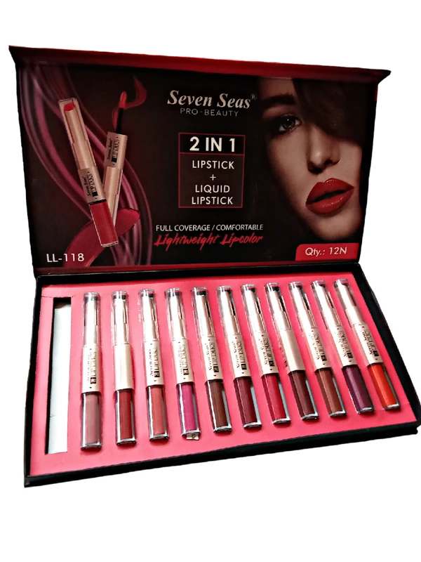 Seven Seas Pro Beauty Two In One Lipstick +Liquid Lipstick  - Red Orange