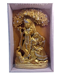 Skb The Lord Krishna Radha Statue Golden Color Your Home, Office, & Radha Krishna Murti - Yellow Orange
