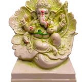 DIVINE GIFT Divine Gifts Ganesh Marble Idol | Marble Statue | Murti for Pooja Room | Idols Home Decor  (White & Pink, 7 Inch)