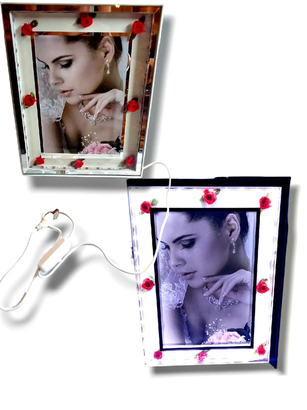 Skb PICTURE AFFAIRS Production Glass Lighting Frame With Rose In Outer Frame 