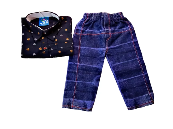 Skb Stylish Jeans & Shirt & Jeans For Kid's Solid Blue Classic Color  - Pigment Indigo, Free, Shirt Jeans