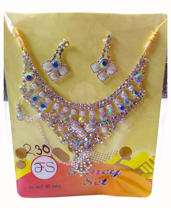 Skb Artificial Jewellery Set Silver Colour For Ladies 