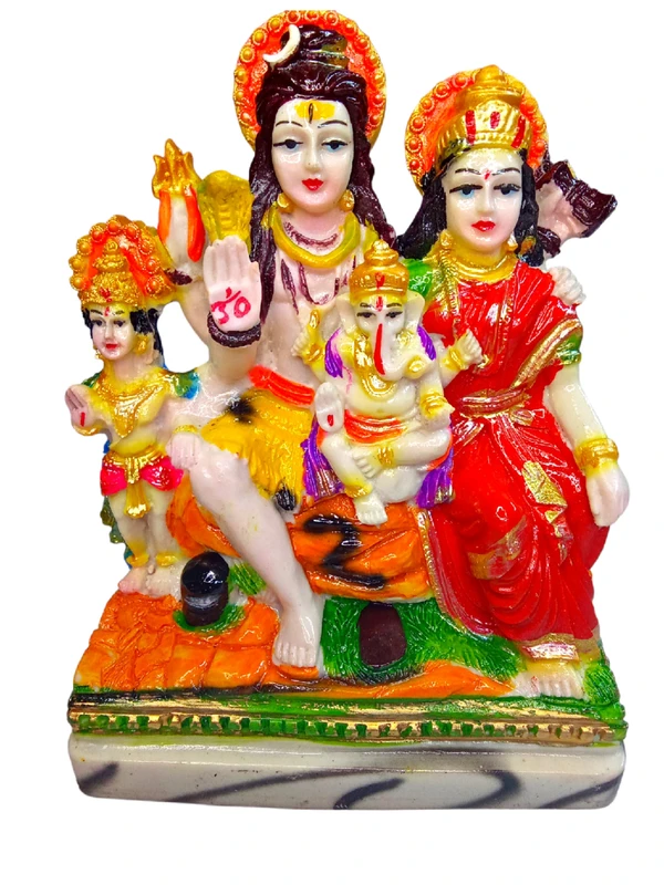 Artificial Lord Shiva & Parvati With Family Statue For Home Decoration, Pooja Place 