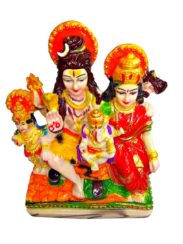 Skb Artificial Lord Shiva & Parvati With Family Statue For Home Decoration, Pooja Place 